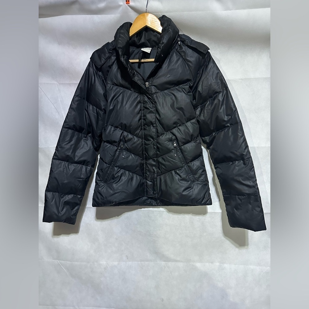 Nike Sportswear Down Filled Puffer Jacket Black Zip Snap Womens S Removable Hood